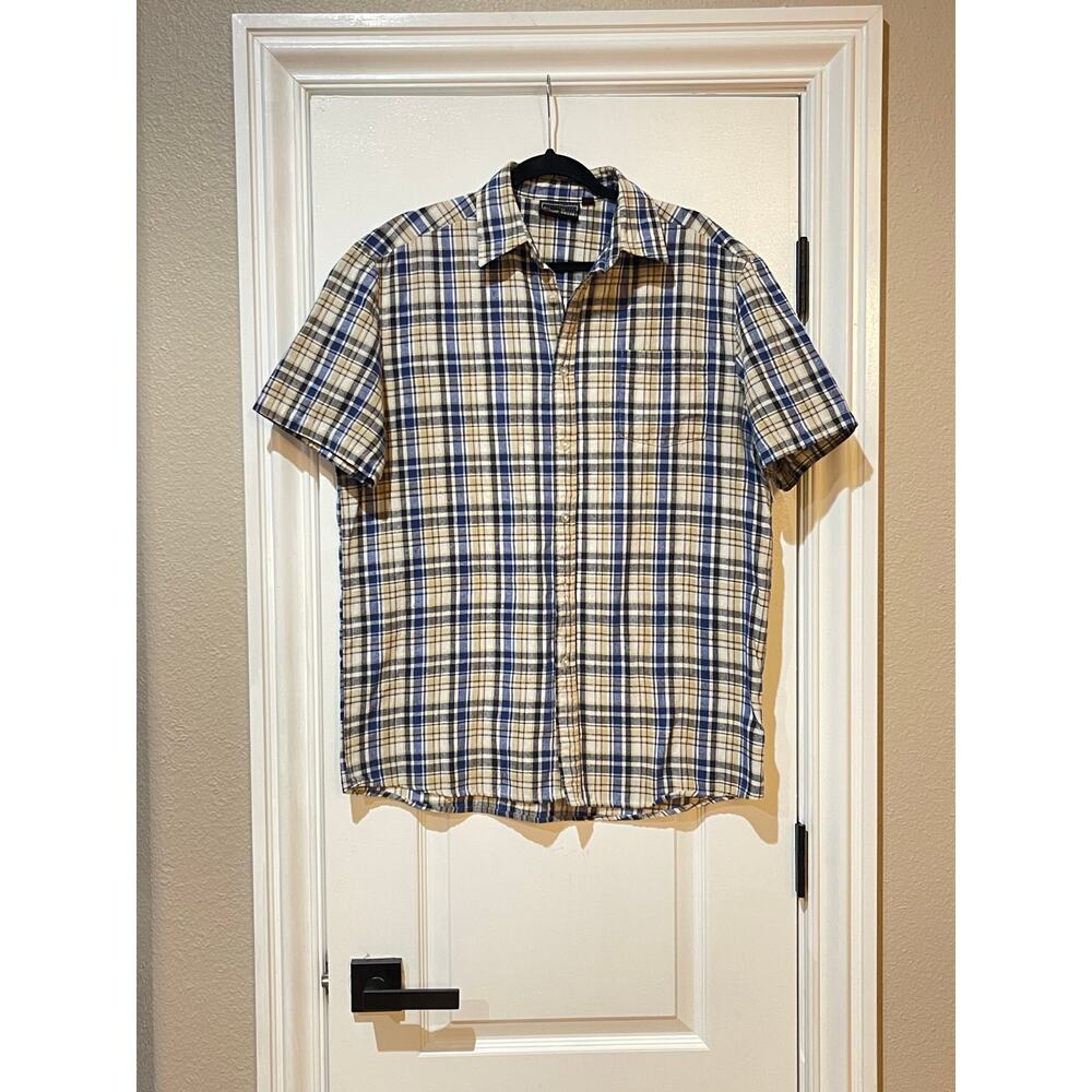 Mens Silver Point Button Down Shirt Short Sleeve X Large Plaid